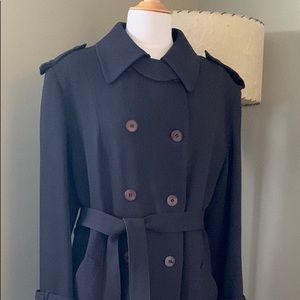 Vintage double breasted navy blue trench coat.